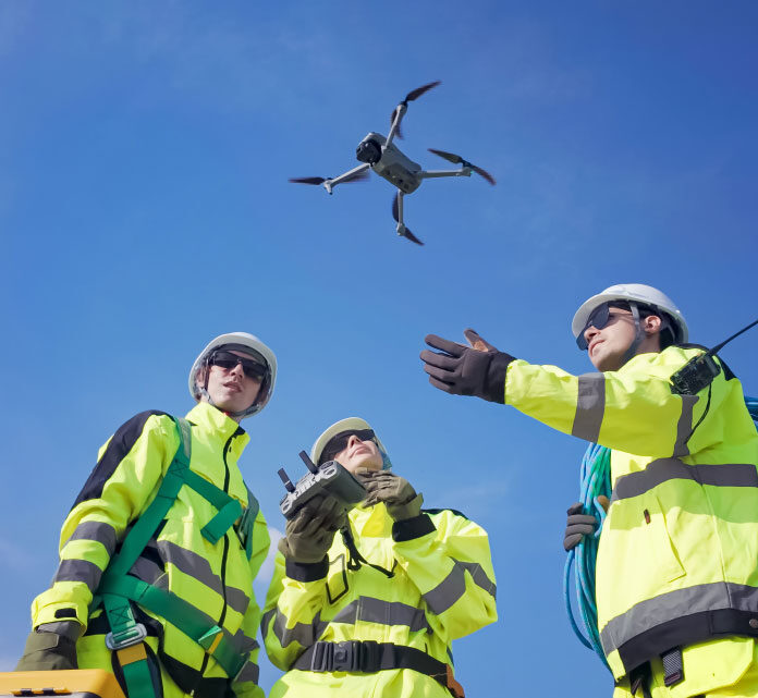 Multi-tech survey setup with GNSS, scanner, drone