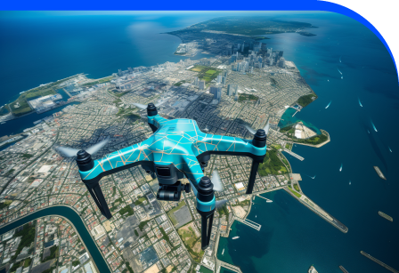 Drone capturing orthophoto for site mapping