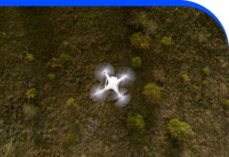 Drone recording aerial orthophoto of outdoor crime scene