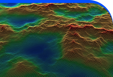 3D DSM highlighting terrain elevations