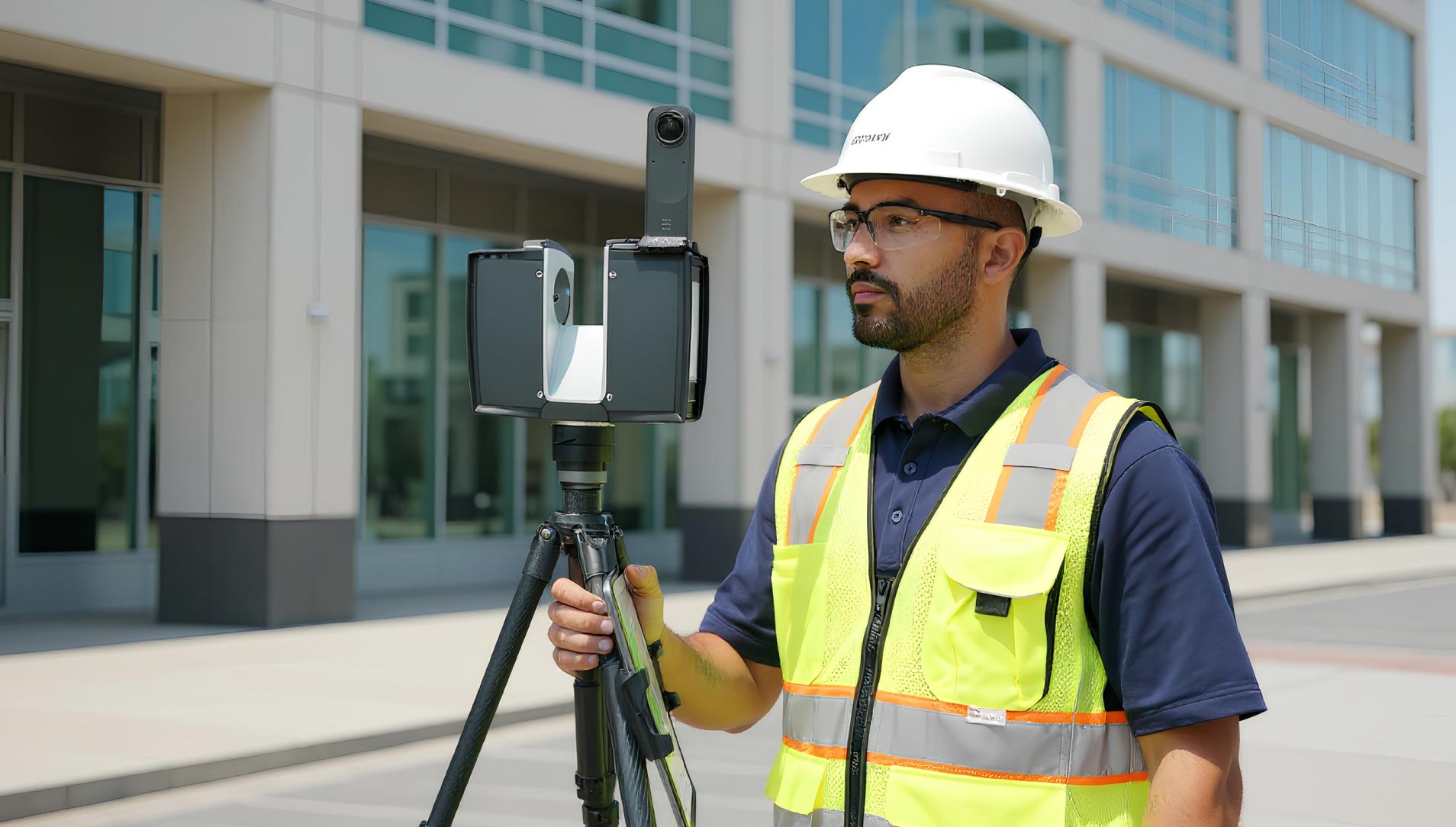 Laser scanning commercial office façade for building survey