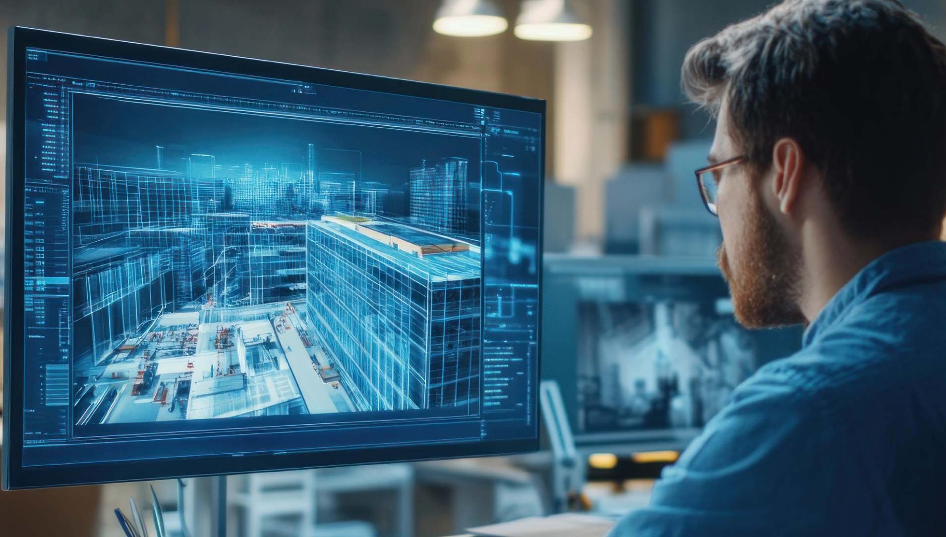 Architect viewing 3D virtual model from measured survey