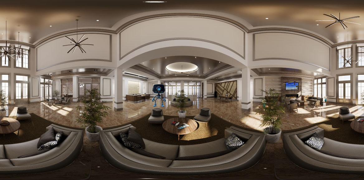 Matterport 3D tour of luxury resort lobby